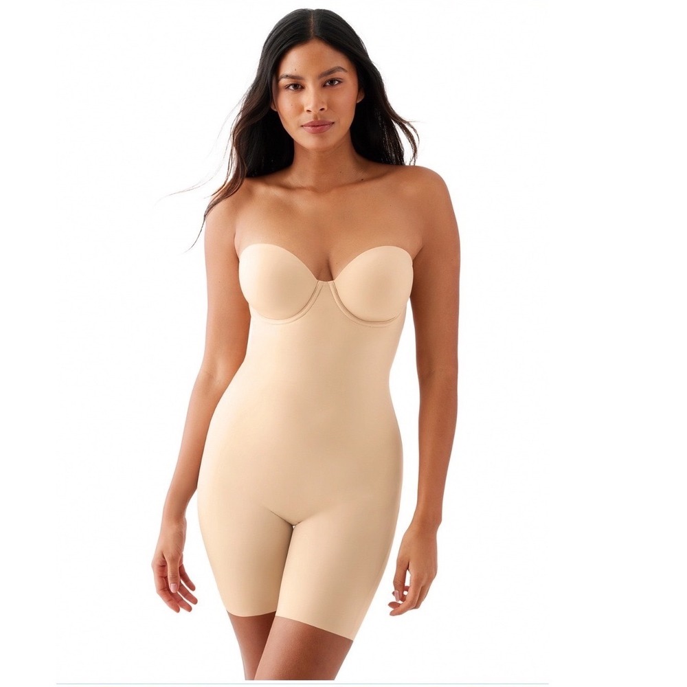 Wacoal Red Carpet 802219 All In One Thigh Shaper Strapless Bra 38C Sand Nude NWT